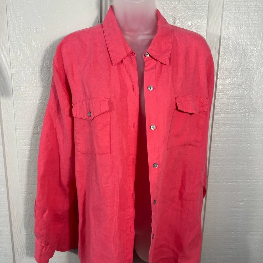 Lino by Chicos Women’s Pink Long Sleeve Button Down Top Size 2 (Large) EUC - Picture 3 of 8